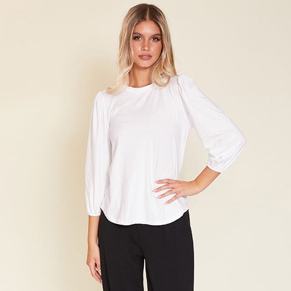 Leon Crew Neck Top (White)