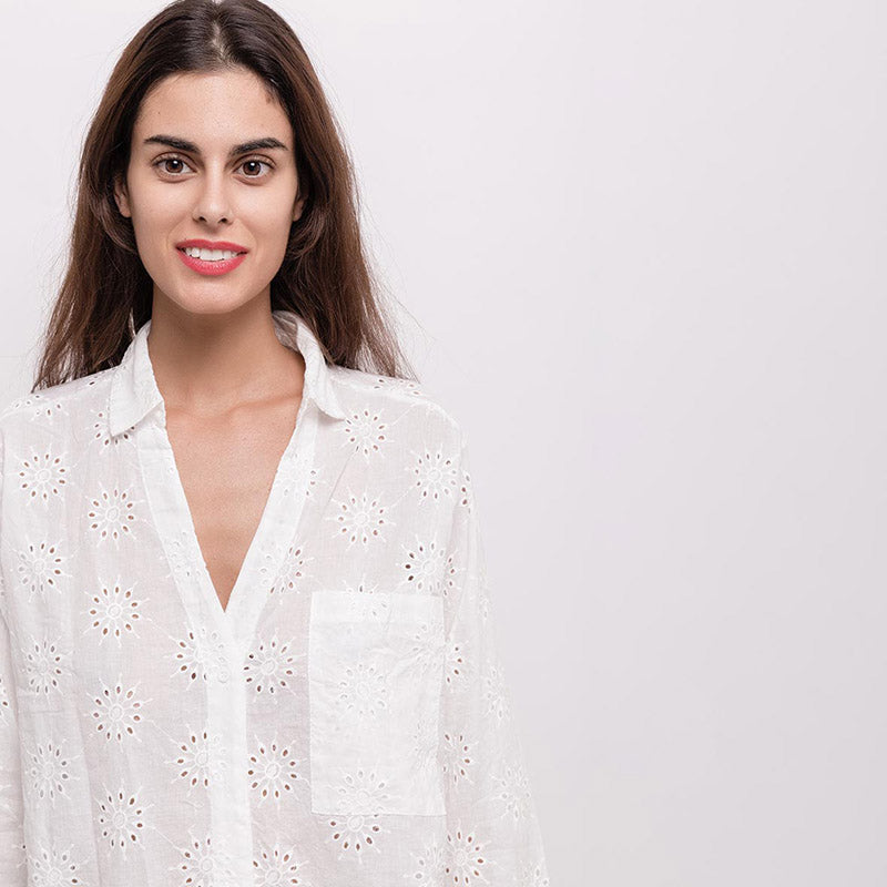 Emma Embroidered Shirt White