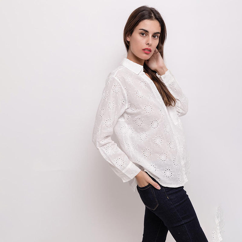Emma Embroidered Shirt White