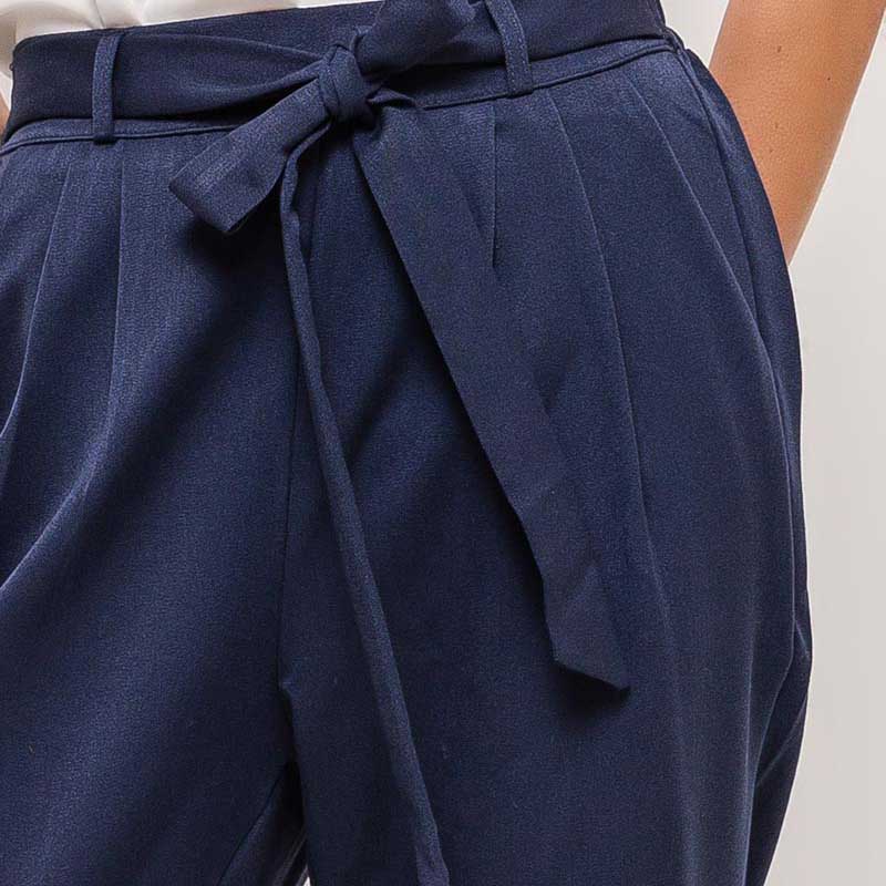 Elastic Tie Waist Trouser (Navy)
