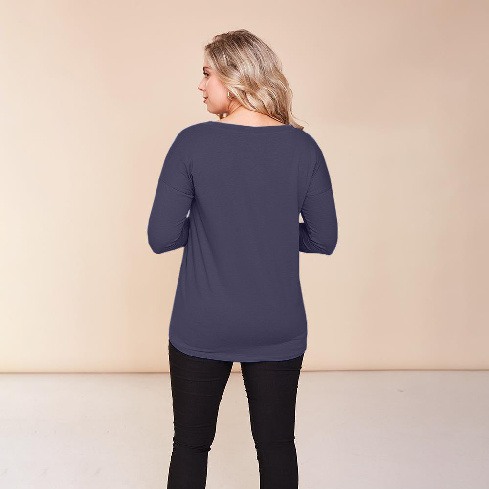 Riley V Neck Top (Navy)