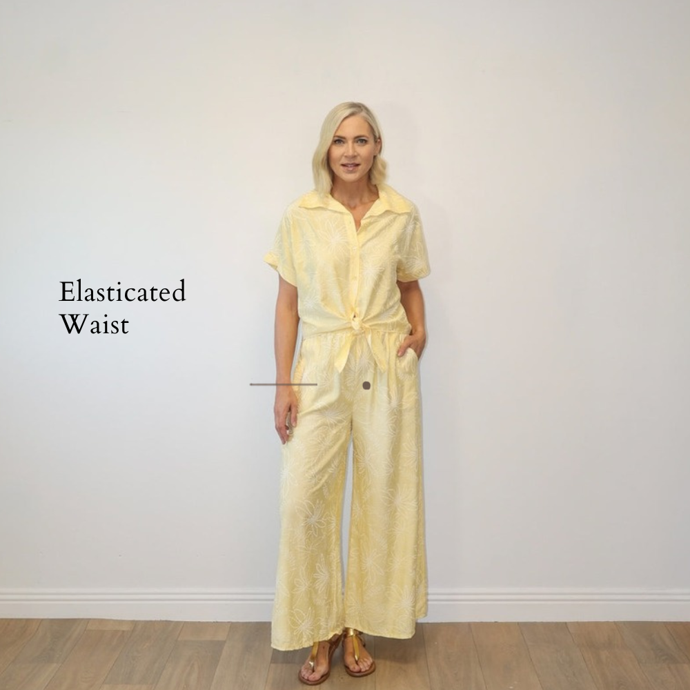 Flora Trousers (Yellow Floral) - Elasticated Waist