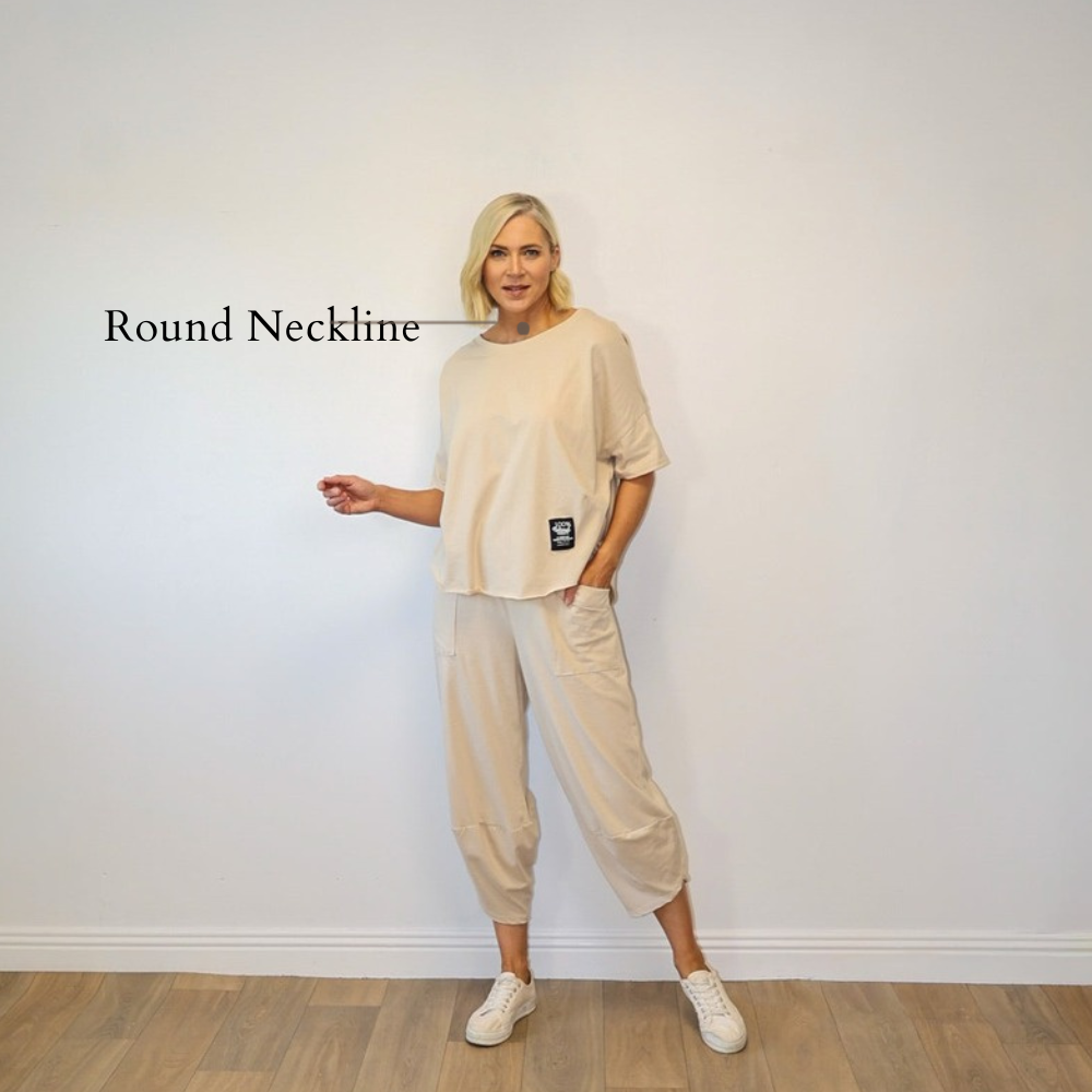 Nova Co-ord (Cream) - Round Neckline