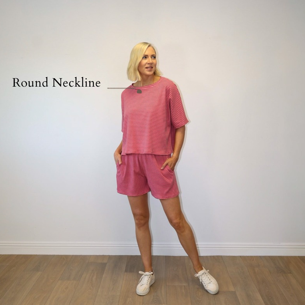 Felicity Top (Pink/Brown) - Round Neckline