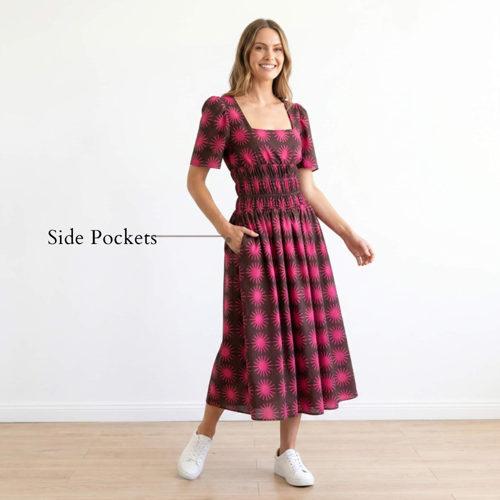 Iris Dress Pink Sun - Side Pockets