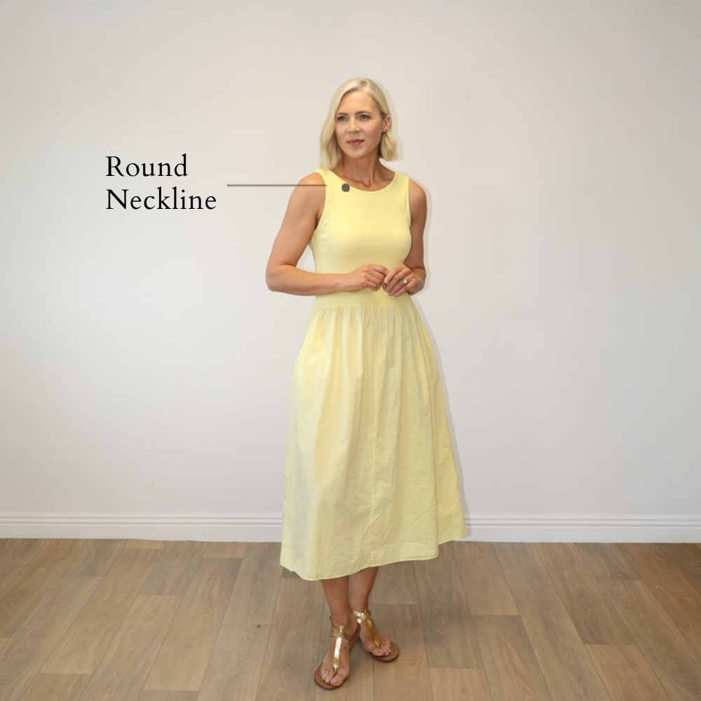 Amara Ribbed Dress Lemon - Round Neckline