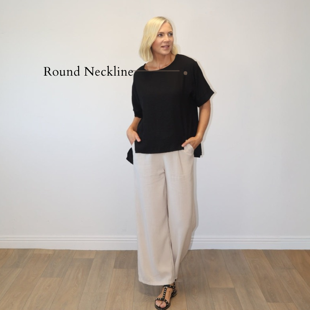 Maeve Top (Black) - Round Neckline