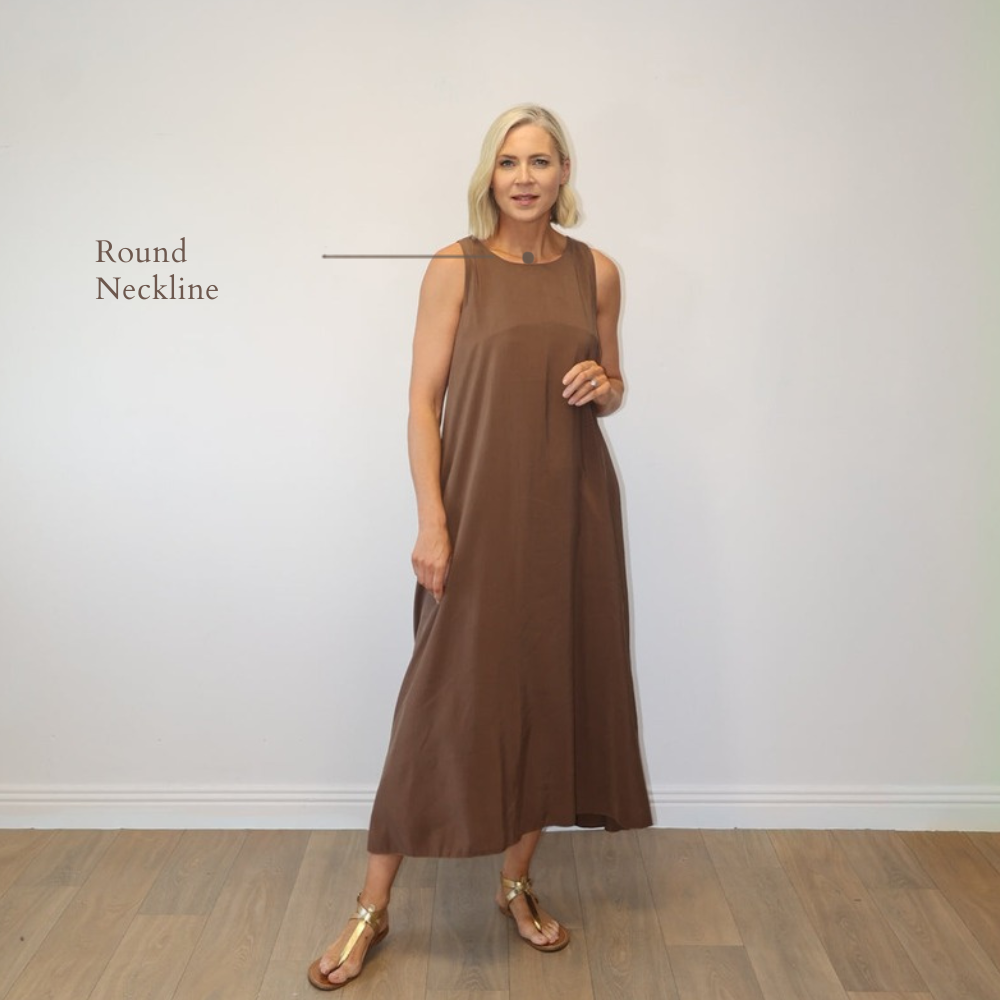 Amber Dress Brown - Round Neckline