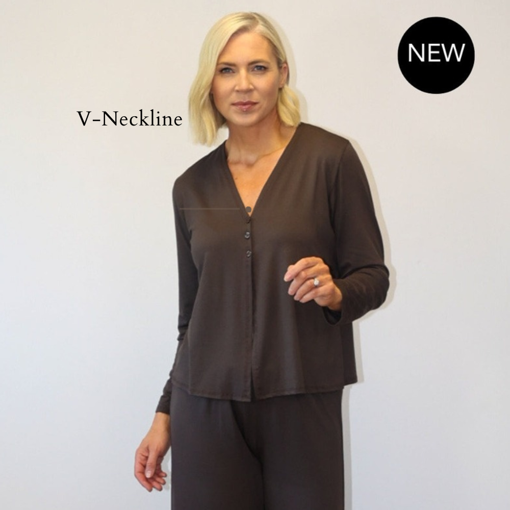 Elena Top (Brown) - V-Neckline
