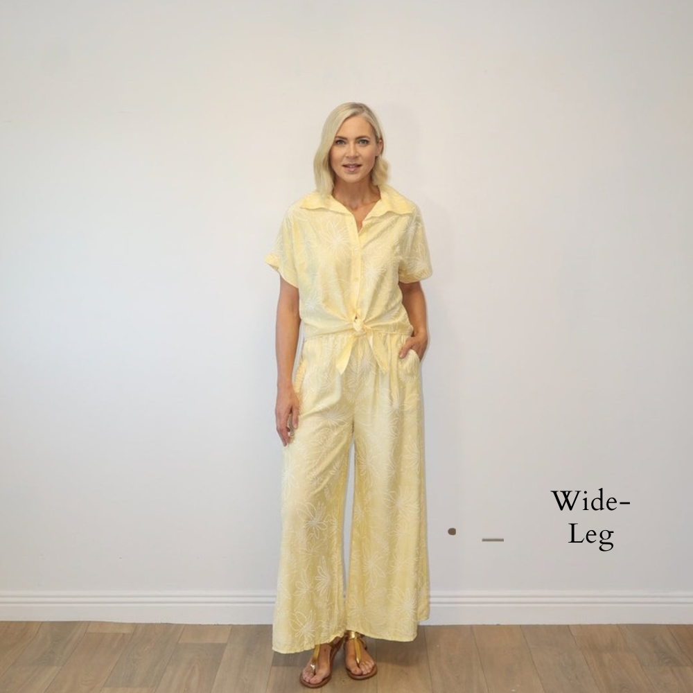 Flora Trousers (Yellow Floral) - Wide-Leg