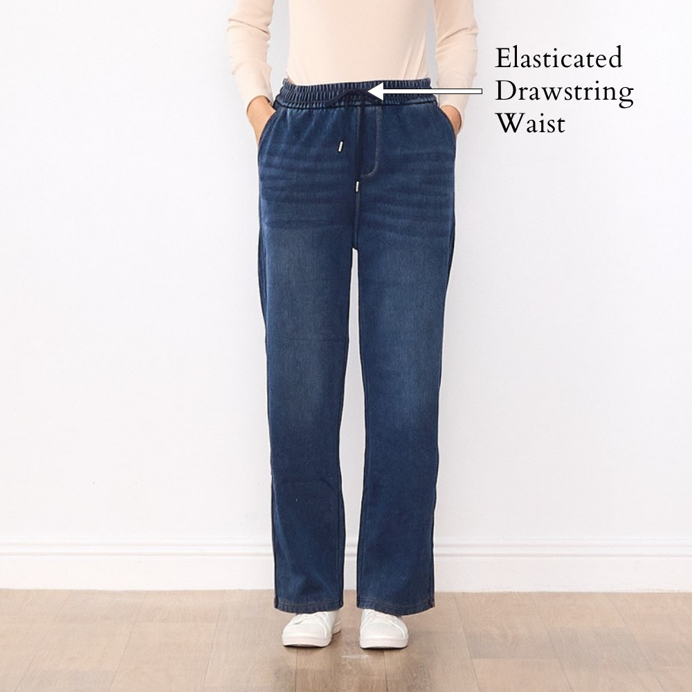 Dani Denim Jogger Pants - Elasticated Drawstring Waist