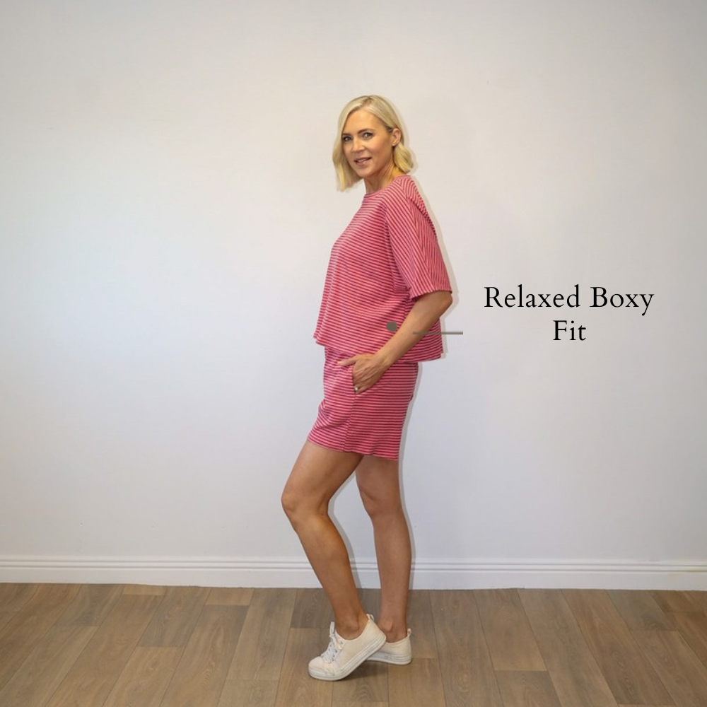 Felicity Top (Pink/Brown) - Relaxed Boxy Fit