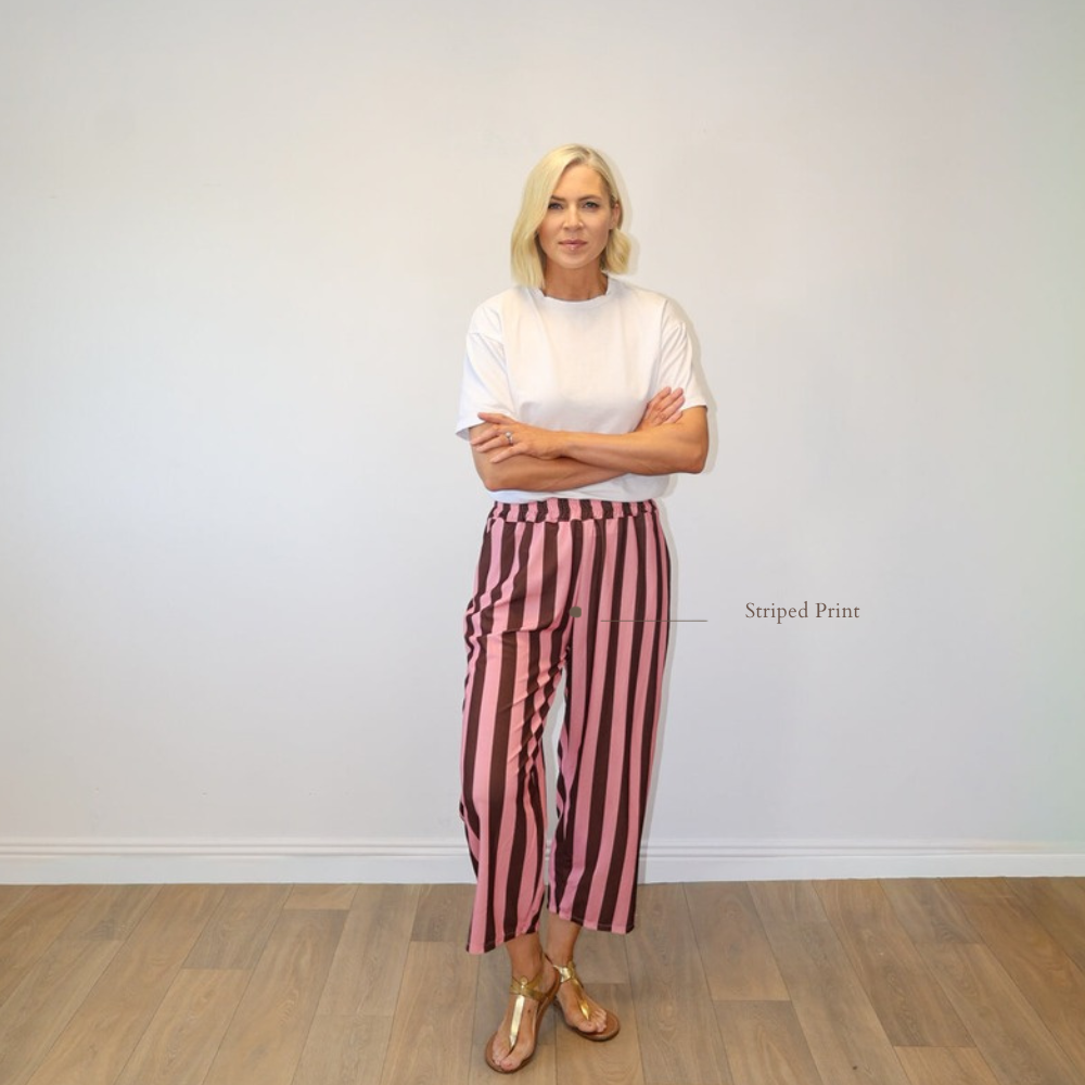 Tessa Brown/Pink - Striped Print