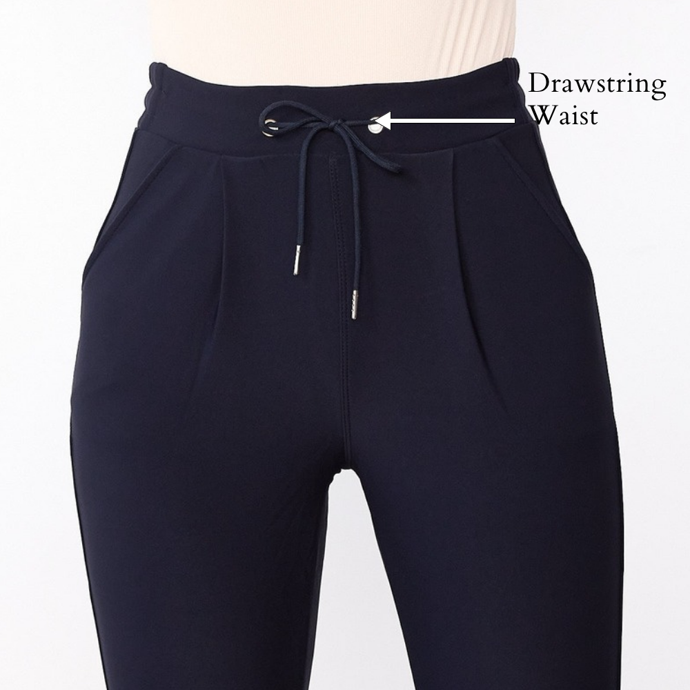 Lea Leggings (Navy) - Drawstring Waist