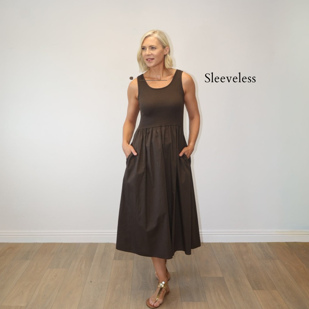 Amara Ribbed Dress Brown - Sleeveless