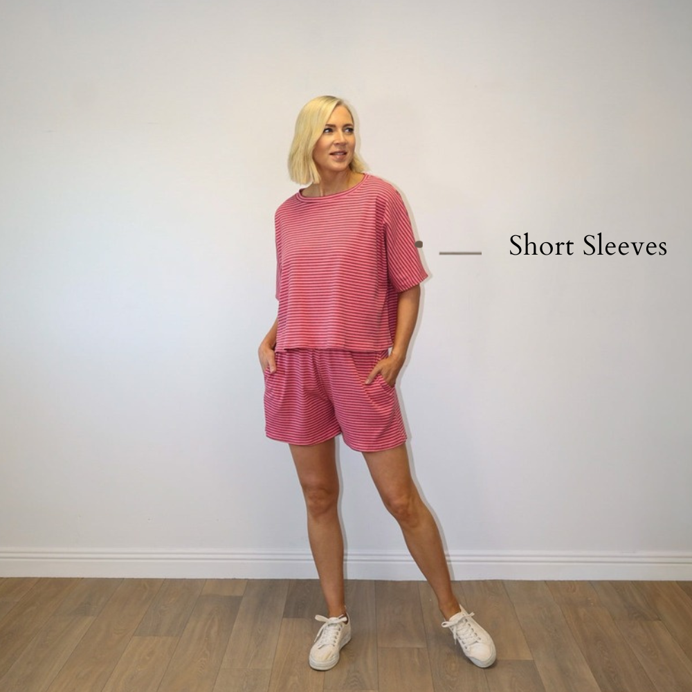 Felicity Co-ord (Pink/Brown) - Short Sleeves
