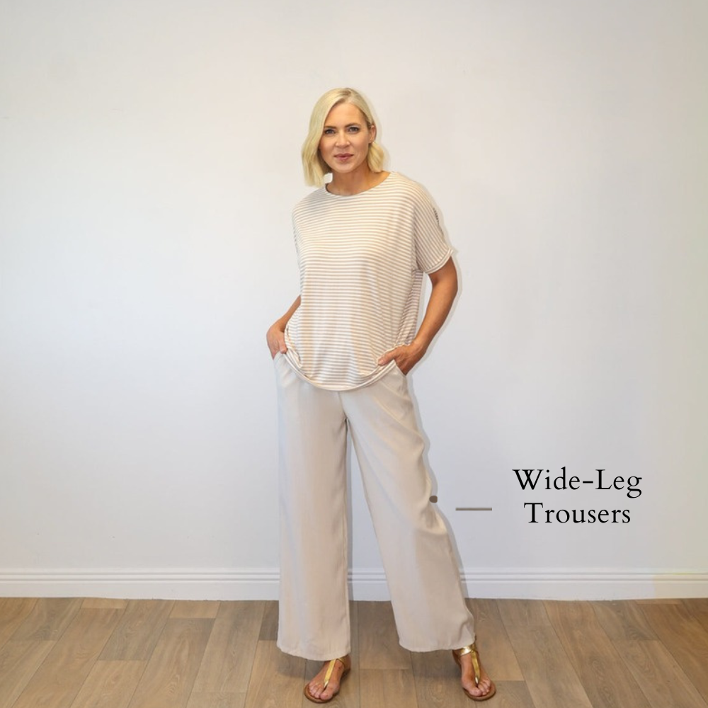 Sienna Trousers Oatmeal - Wide-Leg Trousers