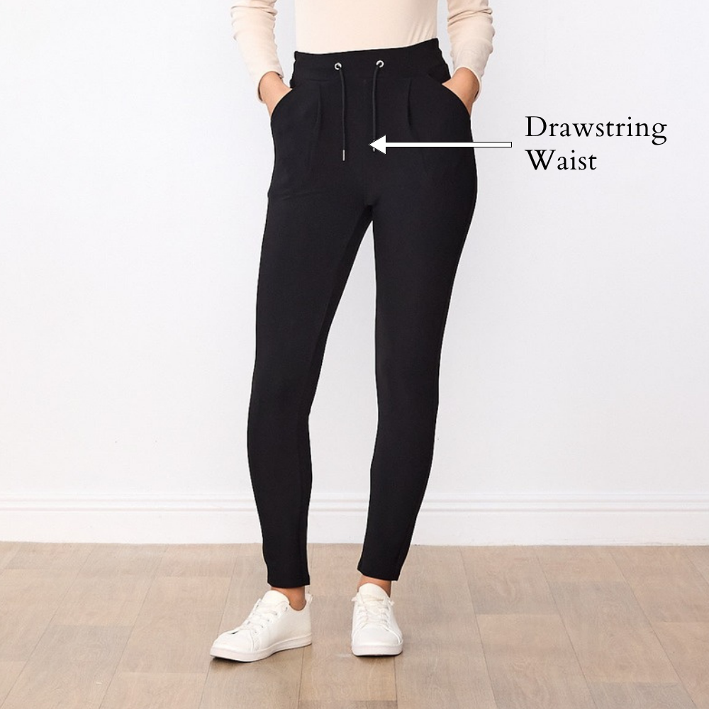 Lea Leggings (Black) - Drawstring Waist