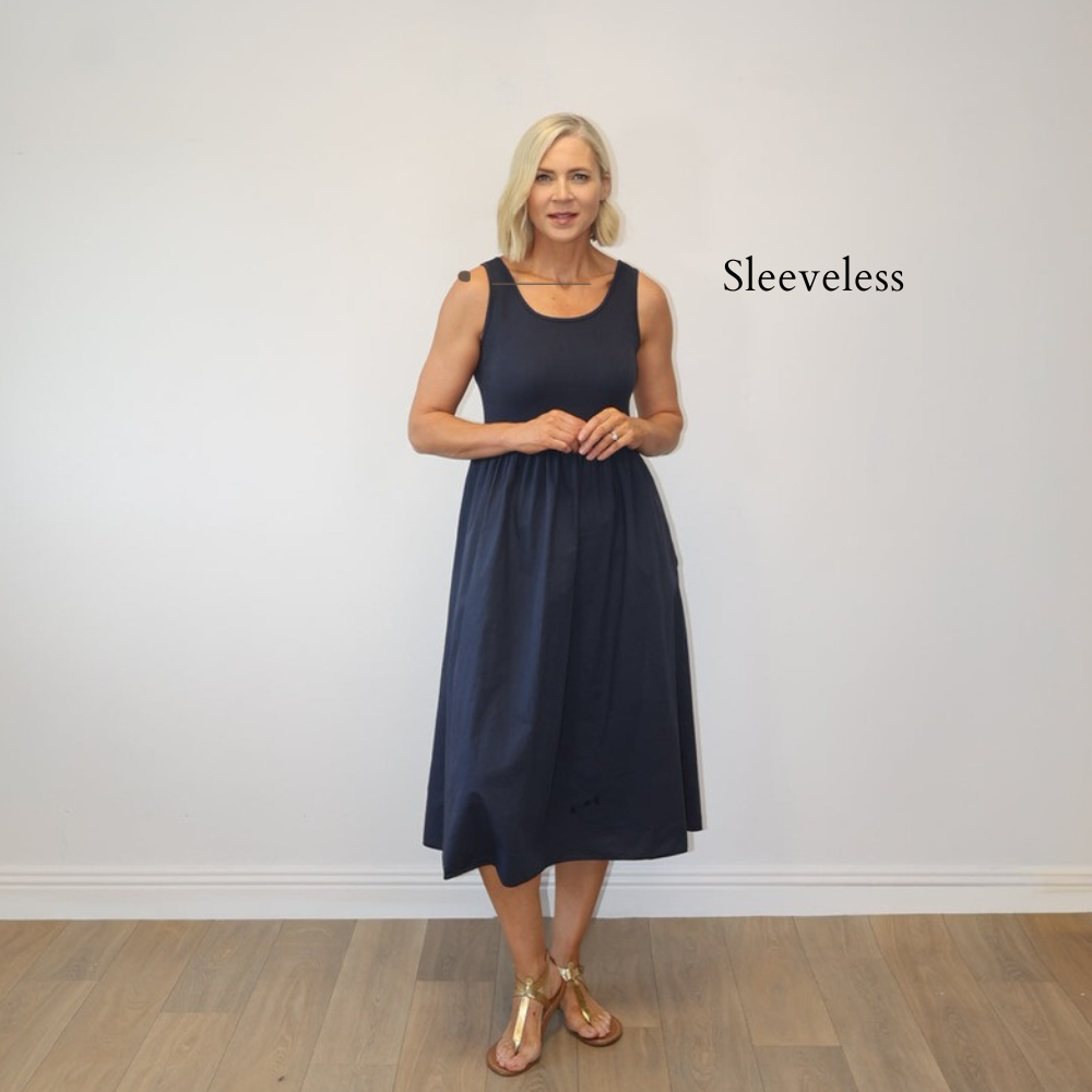 Amara Ribbed Dress Navy - Sleeveless