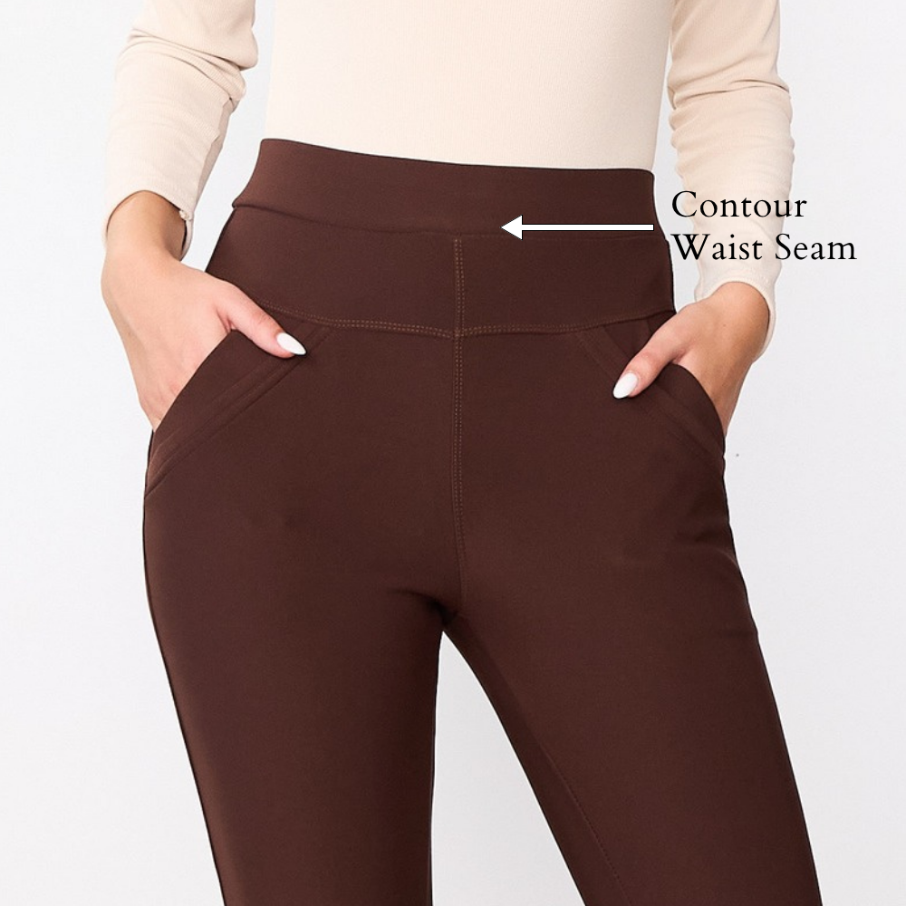 Elsa Leggings (Brown) - Contour Waist Seam