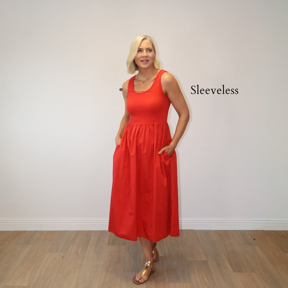 Amara Ribbed Dress Red - Sleeveless