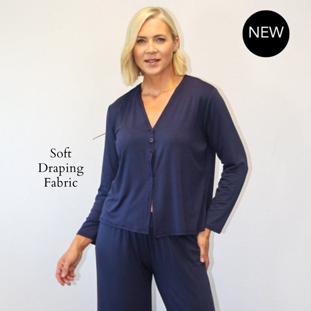 Elena Top (Navy) - Soft Draping Fabric