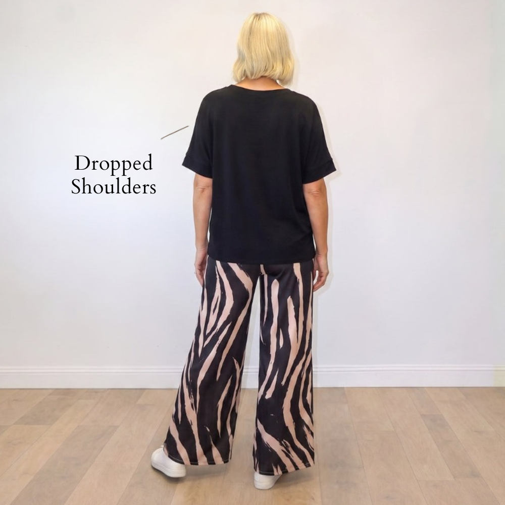 Zara Top (Black) - Dropped Shoulders