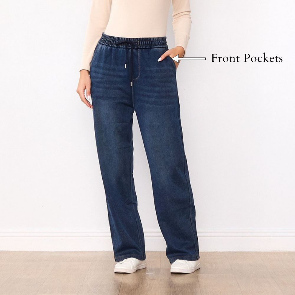Dani Denim Jogger Pants - Front Pockets