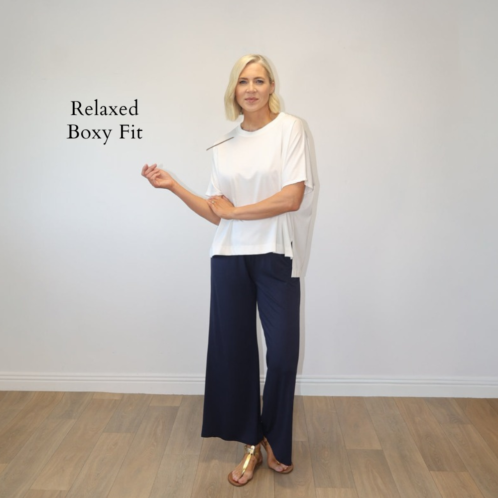 Camille Batwing Top (White) - Relaxed Boxy Fit