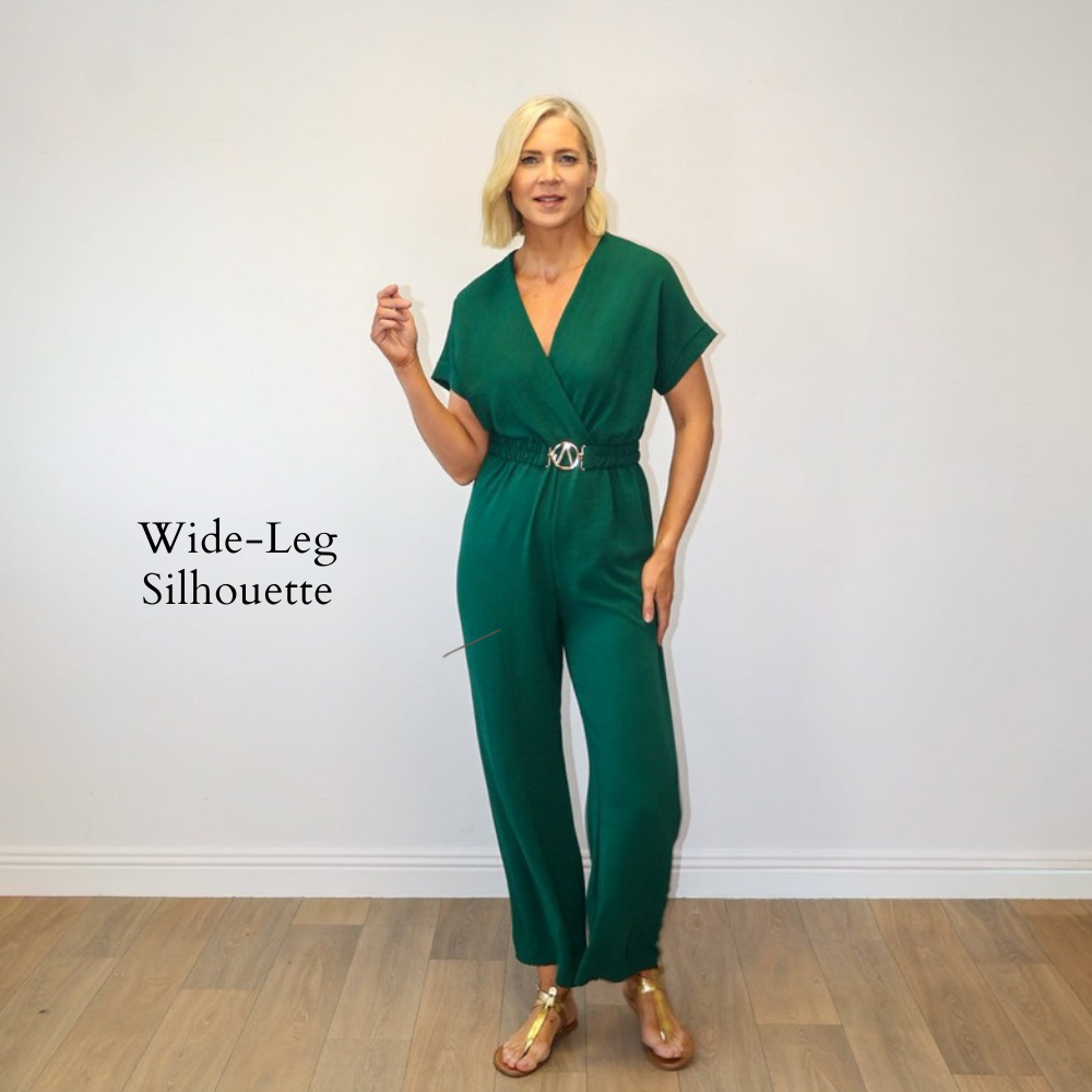 Marbella Belted Jumpsuit Green - Wide-Leg Silhouette