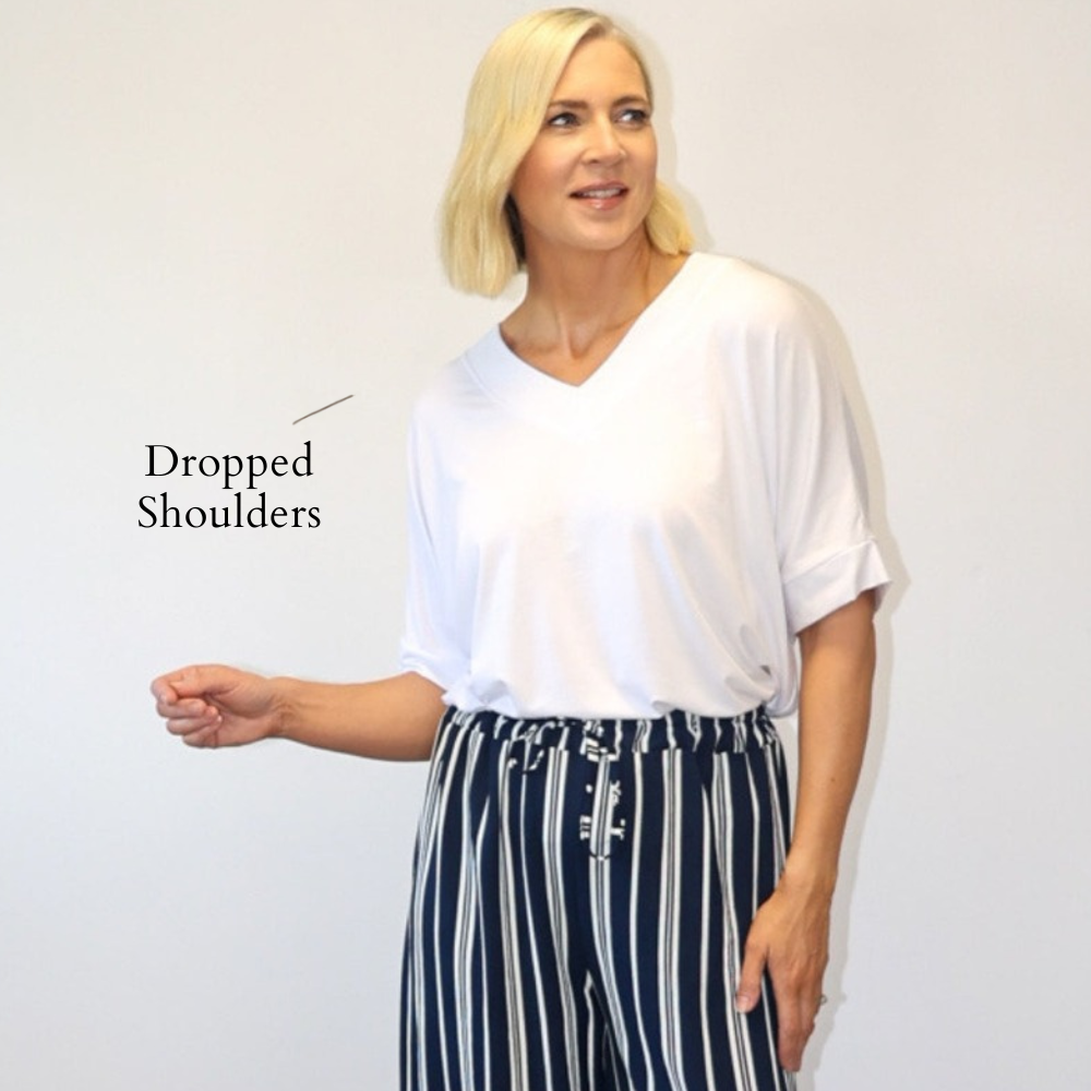 Zara Top (White) - Dropped Shoulders