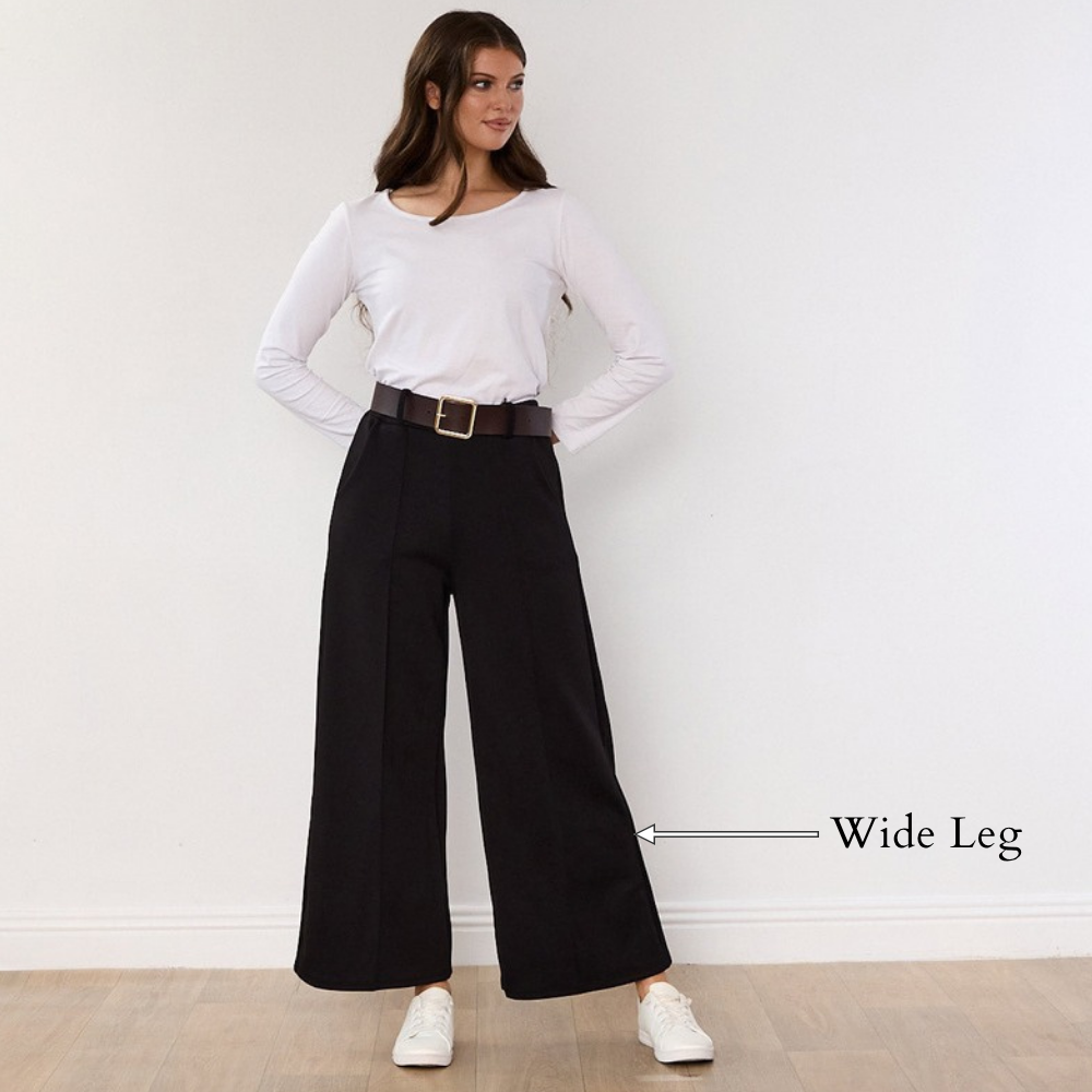 Ellana Trousers (Black) - Wide Leg