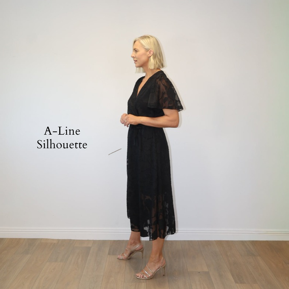 Rosie Floral Wrap Dress Black - A-Line Silhouette