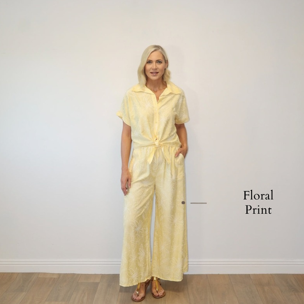 Flora Trousers (Yellow Floral) - Floral Print