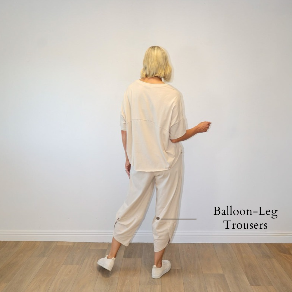 Nova Co-ord (Cream) - Balloon-Leg Trousers