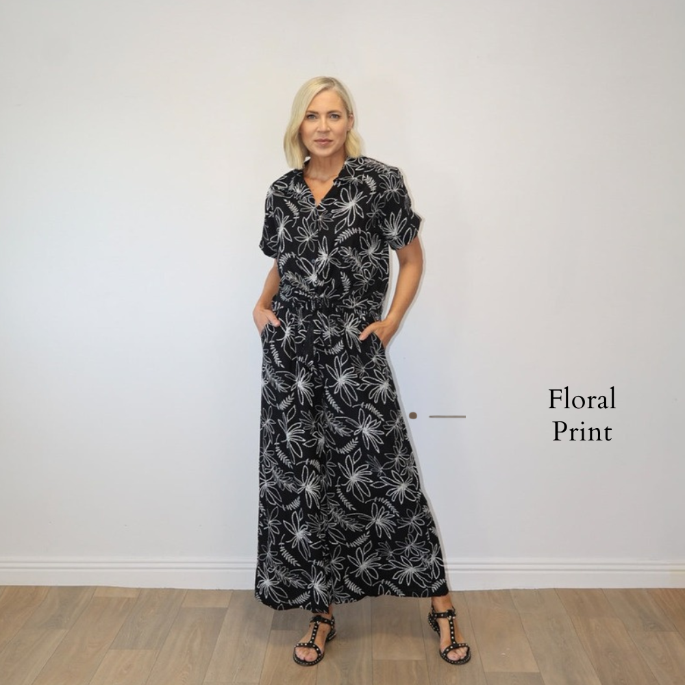 Flora Trousers (Black Floral) - Floral Print