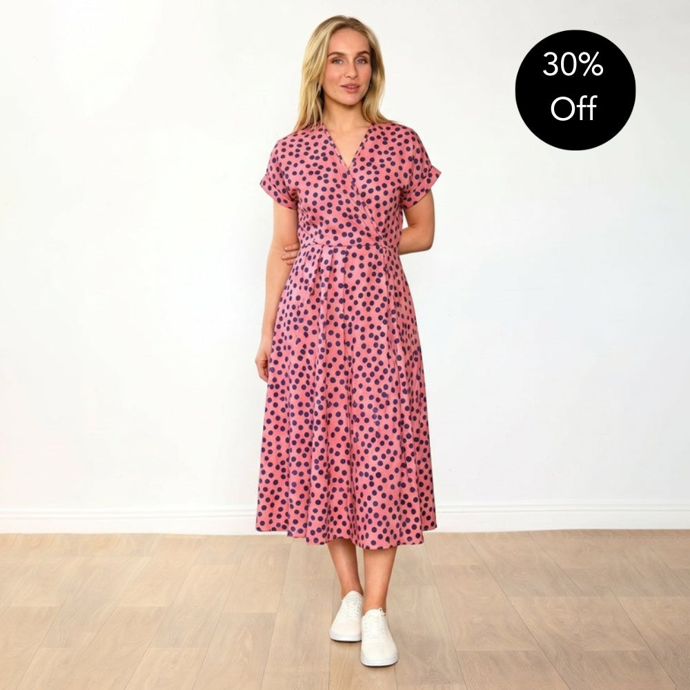 Kennedy Dress (Pink Polka Dot) - 30% Off