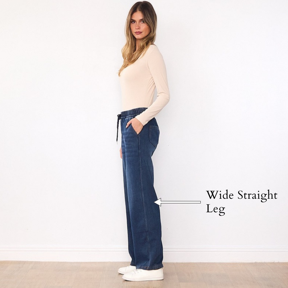 Dani Denim Jogger Pants - Wide Straight Leg