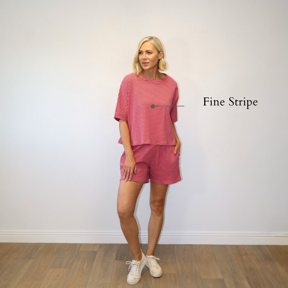 Felicity Top (Pink/Brown) - Fine Stripe