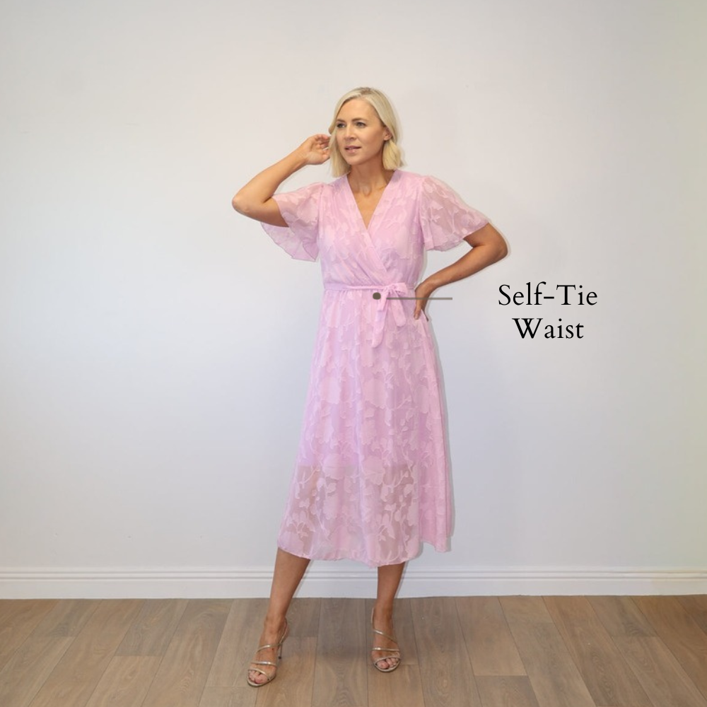 Rosie Floral Wrap Dress Pink - Self-Tie Waist