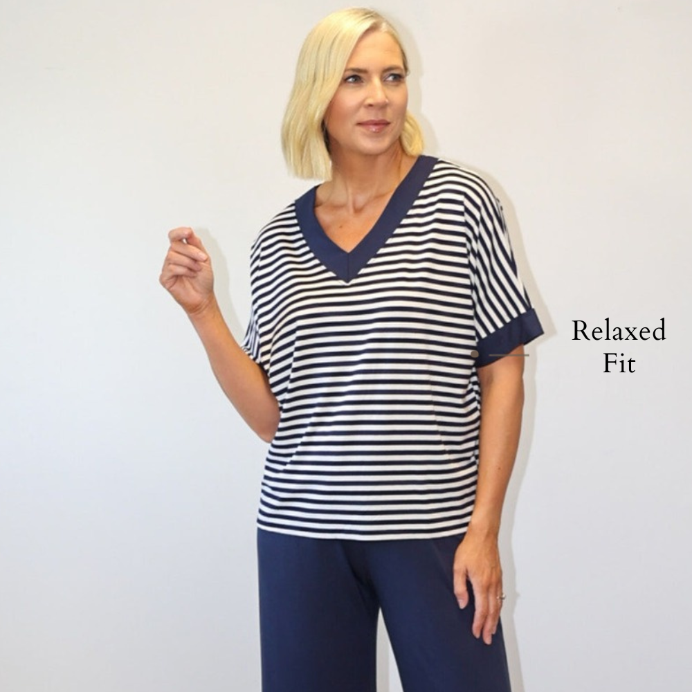 Zara Top (Navy Stripe) - Relaxed Fit