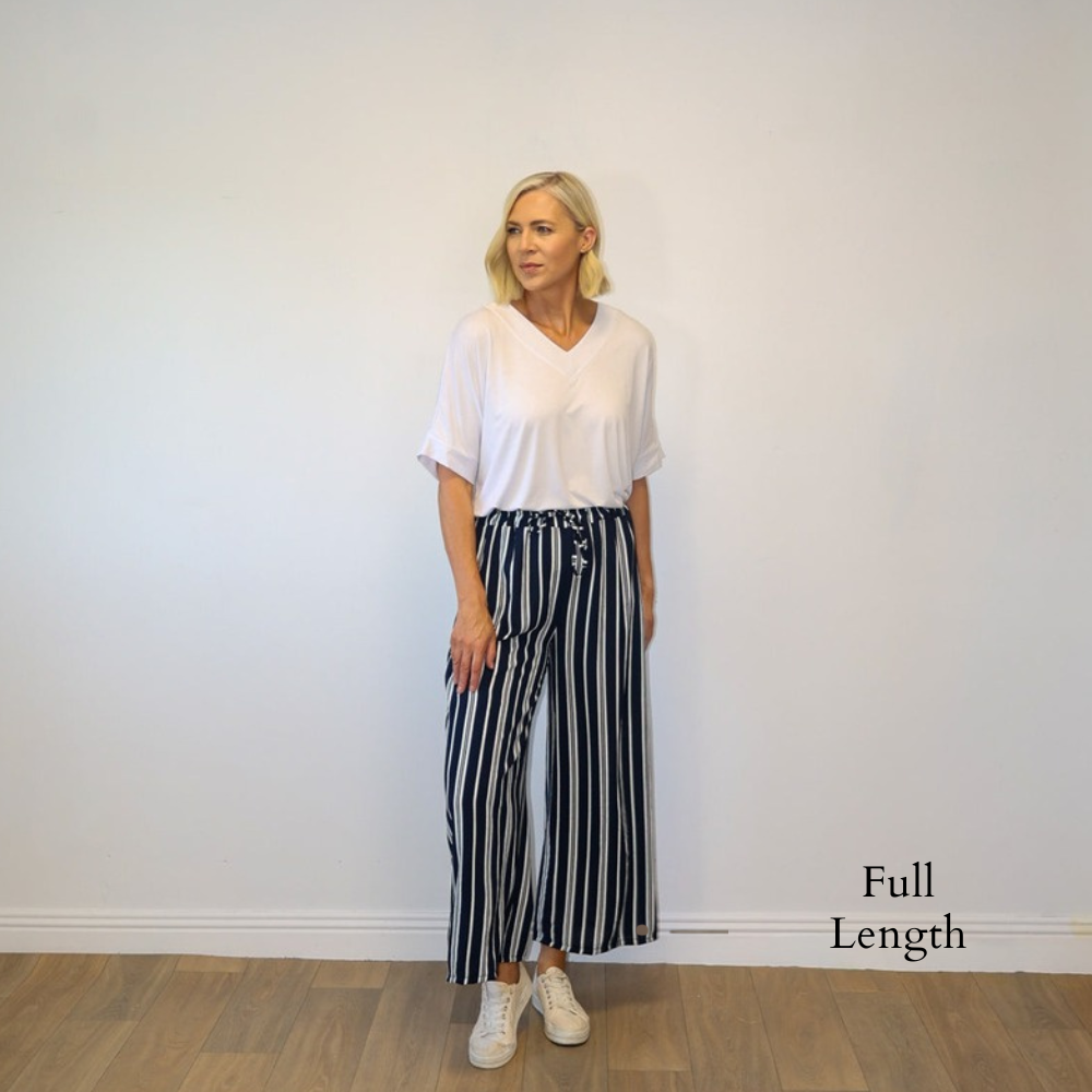 Zara Trousers (Navy/White Stripe) - Full Length