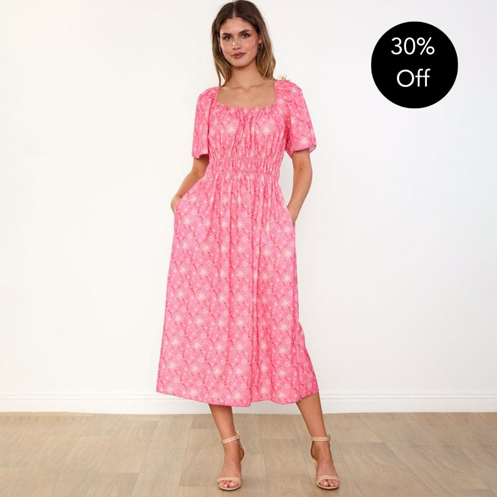 Ciara Dress (Pink Star) - 30% Off