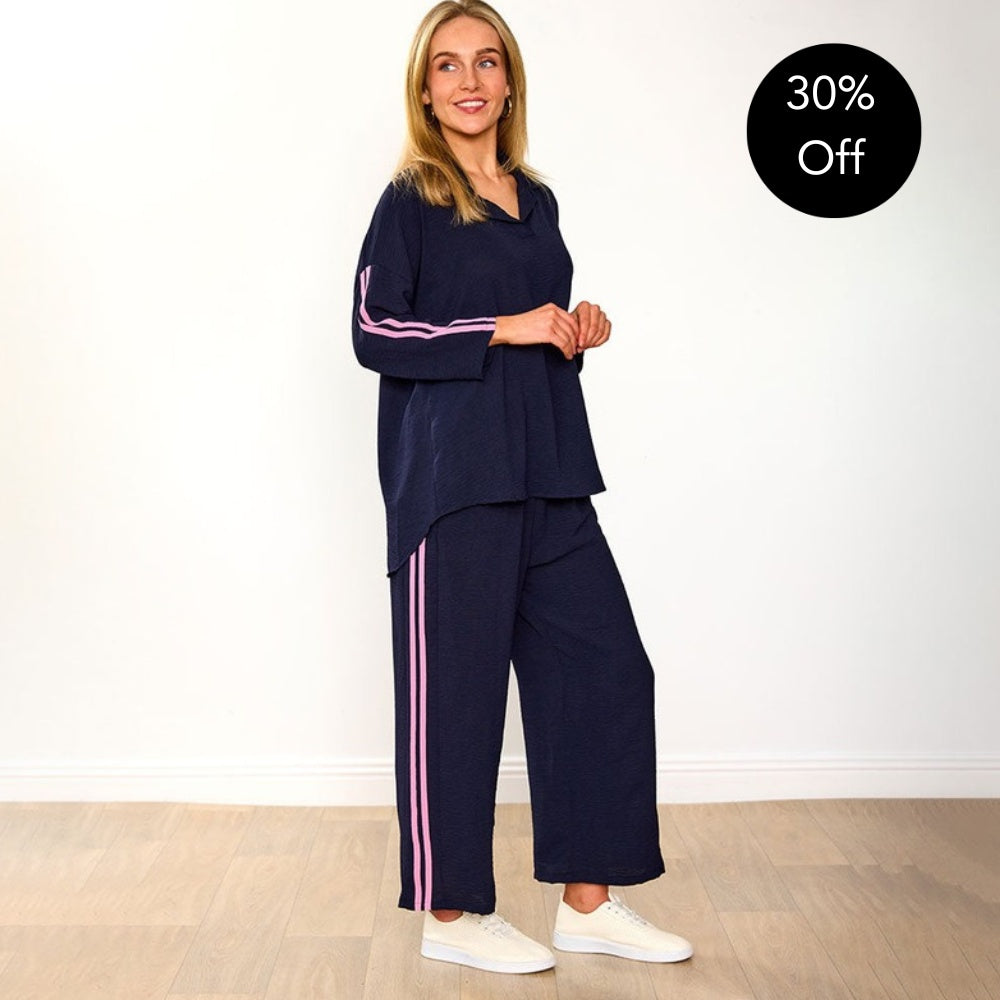 Clara Co-Ord (Navy/Pink Stripe) - 30% Off