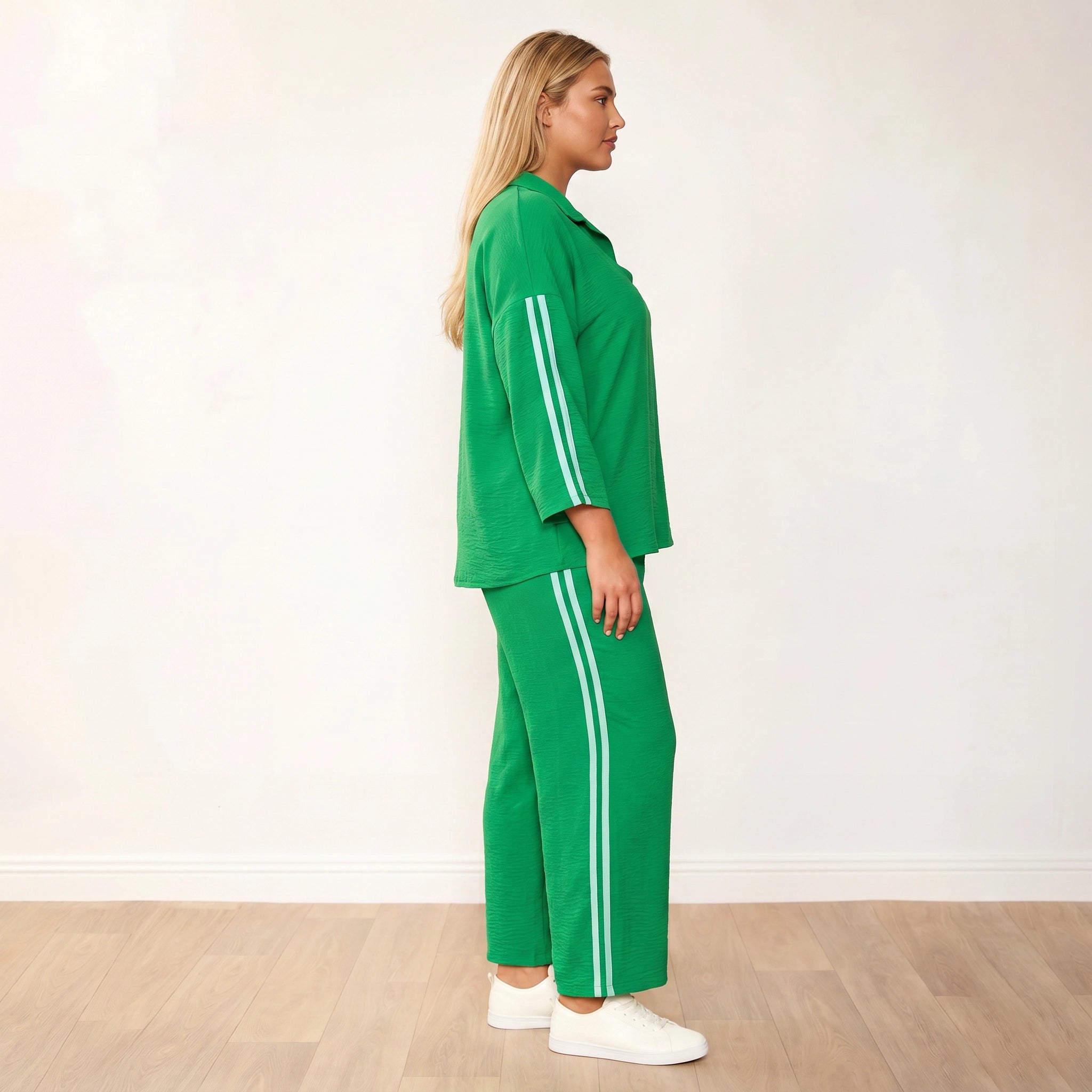 Clara Co-Ord in green and mint stripe – women's co-ord set – view 23
