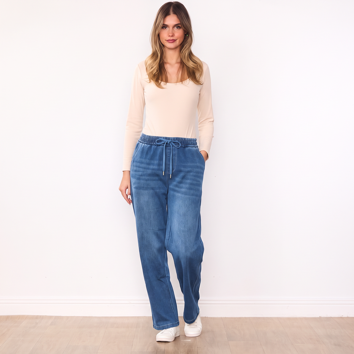 Dani Denim Jogger Pants - Light Blue