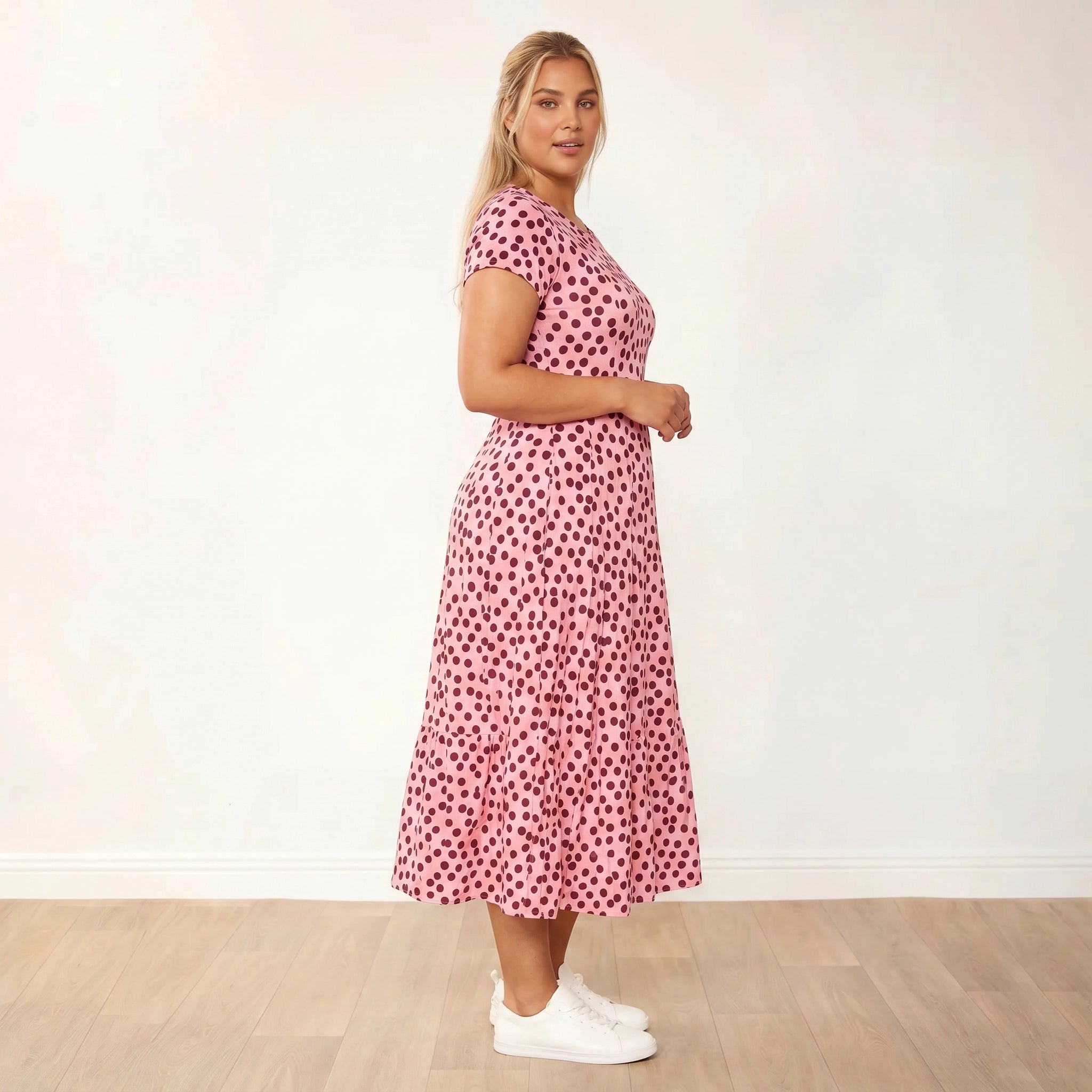 Polly Dress (Polka Dot) - Plus Size XXL - Side profile right