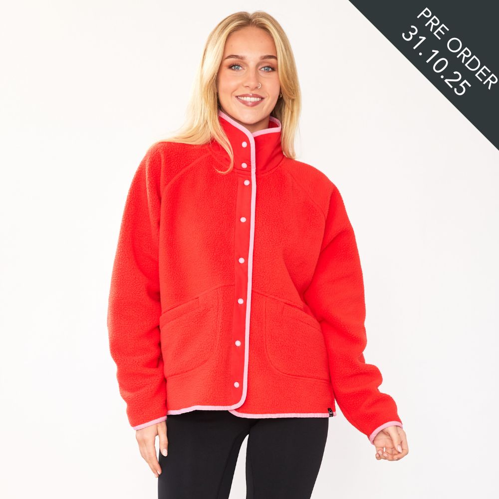 Molly Fleece Jacket (Coral Red/Pink Trim)