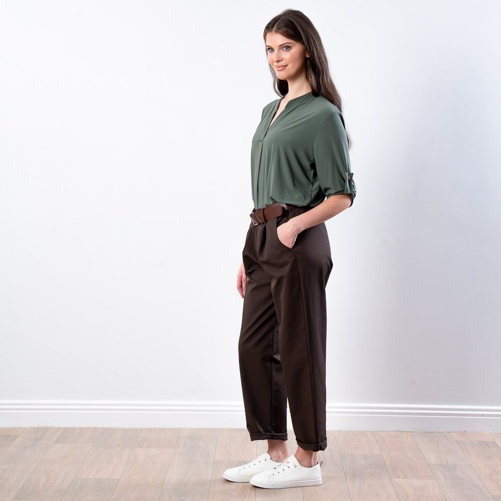 Arya Tapered Trousers (Brown)