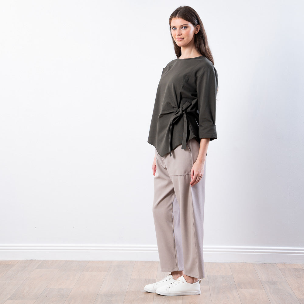 Stella Tie Belt Top (Khaki)